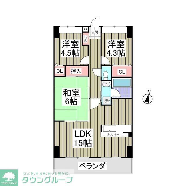 ヴィバーチェ武里(3LDK/4階)の間取り写真