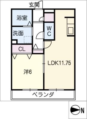 ハピネス光II(1LDK/1階)の間取り写真