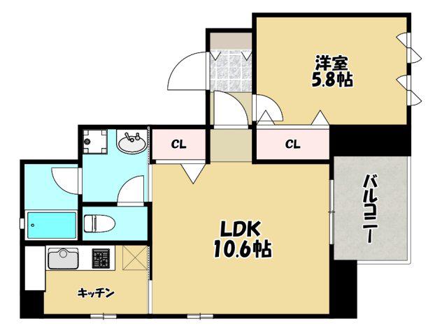 アライアンス船場(1LDK/10階)の間取り写真