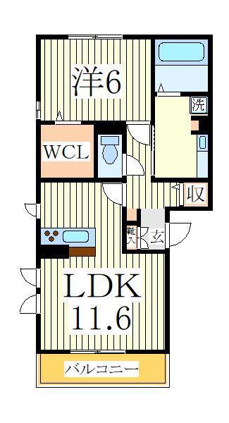グレイスコート A(1LDK/1階)の間取り写真
