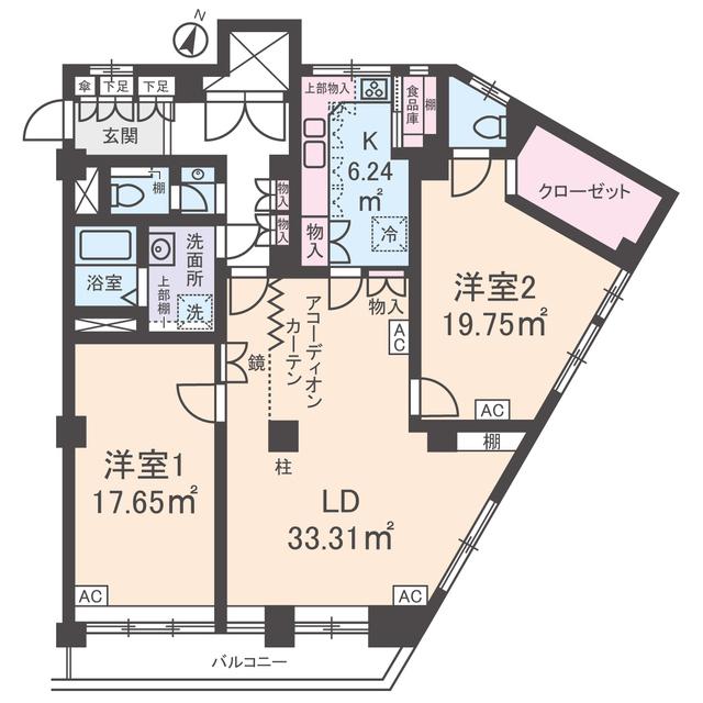 ステラコート大山(2LDK/2階)の間取り写真