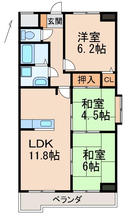アンブリック(3LDK/3階)の間取り写真