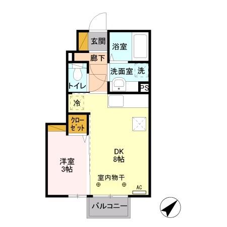 プラセールI(1LDK/1階)の間取り写真