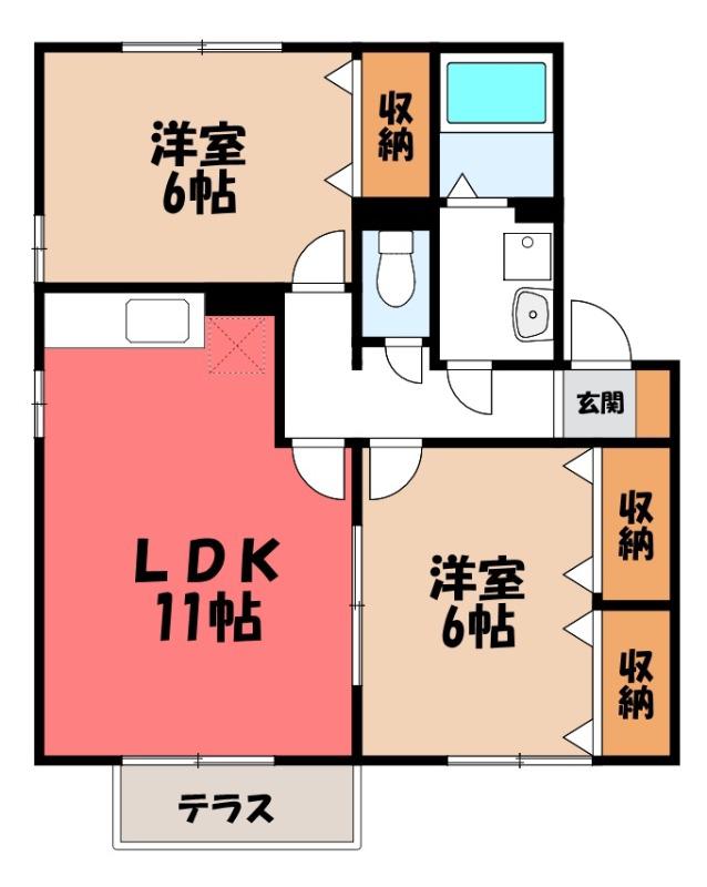 MJフォレストB(2LDK/1階)の間取り写真