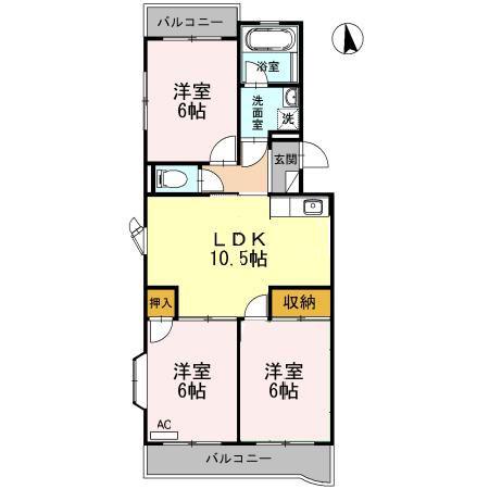 セントラル錦(3LDK/1階)の間取り写真