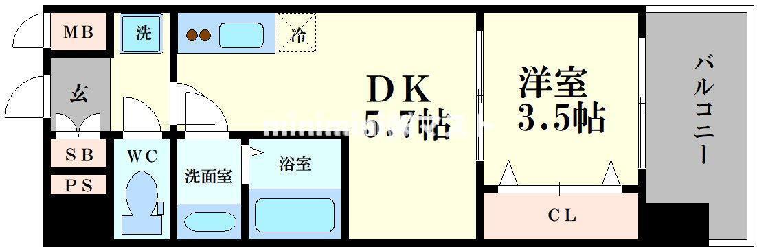 アプリーレ阿波座南(1DK/10階)の間取り写真