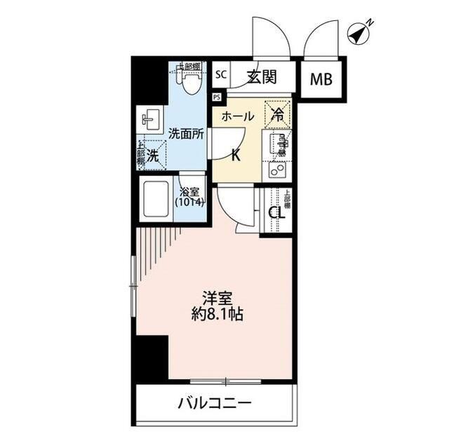 プレール・ドゥーク月島II(1K/4階)の間取り写真