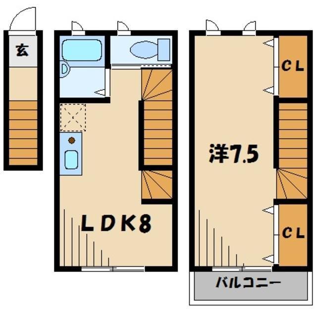 アイコート川越(1LDK/2階)の間取り写真