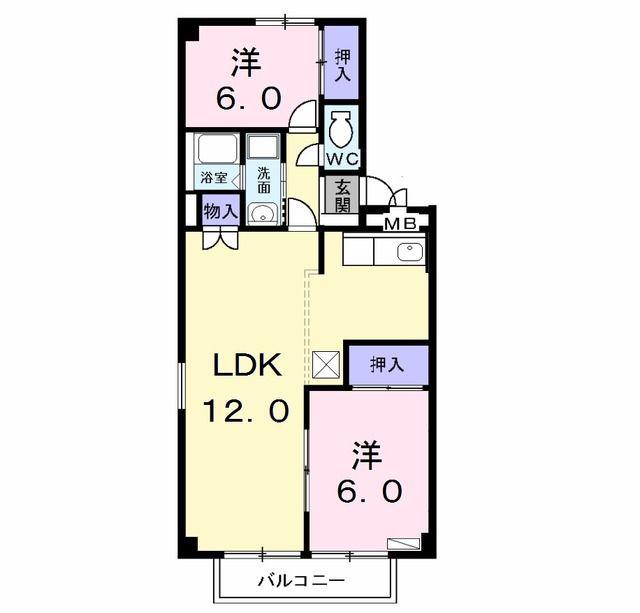 ハイツ片堀(2LDK/2階)の間取り写真