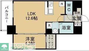 プラチナスイート五橋駅ガーデンコート(1LDK/8階)の間取り写真