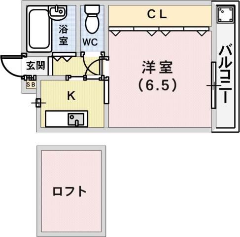 マリス北野(1K/2階)の間取り写真