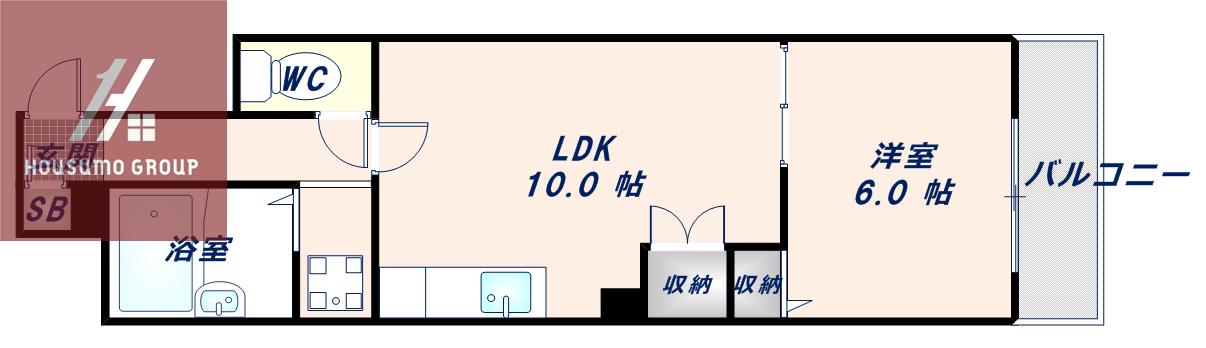 ボングービル(1LDK/10階)の間取り写真