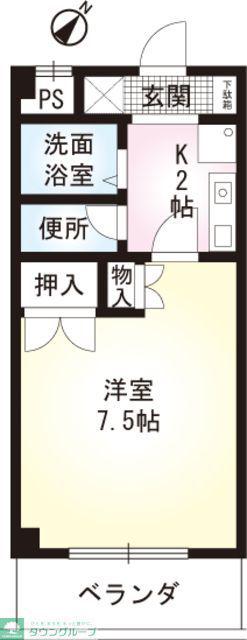 村野旭が丘ビル(1K/4階)の間取り写真