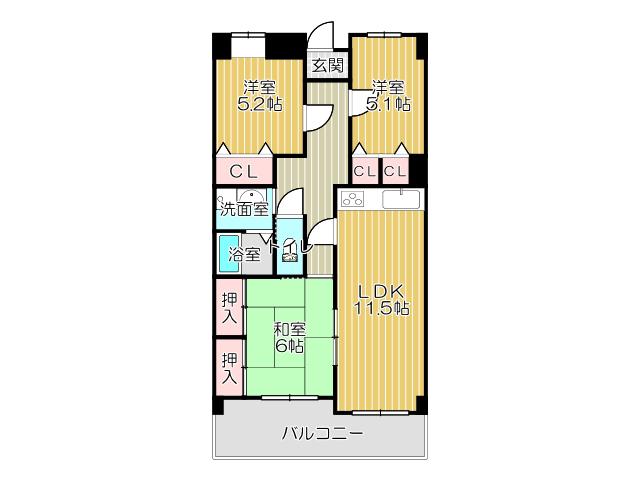 ホワイトキャッスル今池(3LDK/4階)の間取り写真