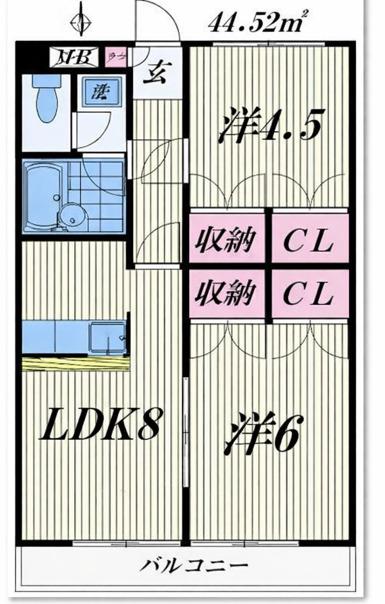 ファミネス梅田(2LDK/4階)の間取り写真