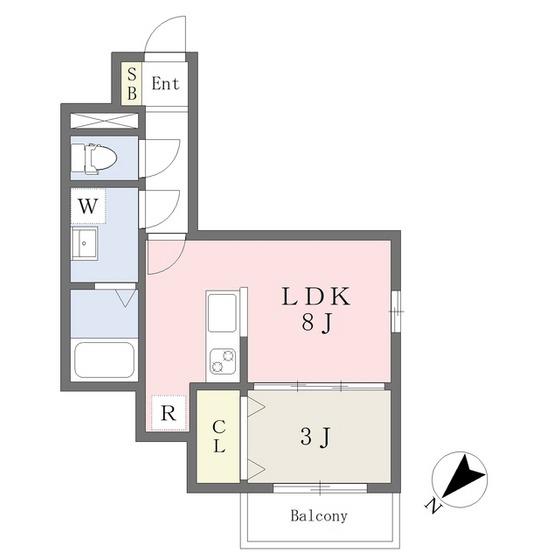 プラド宮城野(1LDK/3階)の間取り写真