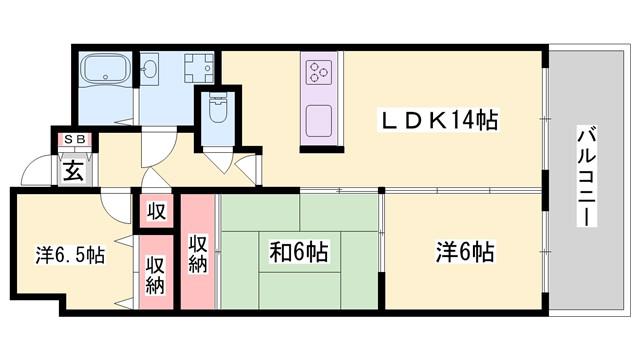 ハーモニー三幸I(3LDK/7階)の間取り写真