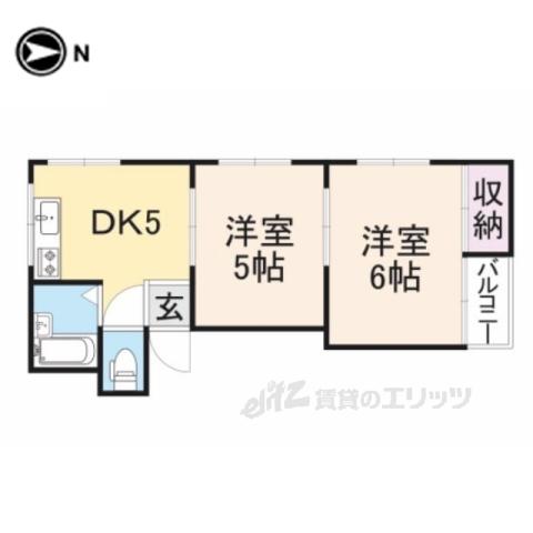 ボヌール香里園(2DK/3階)の間取り写真