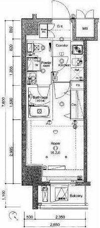 レアライズ西川口(1K/8階)の間取り写真