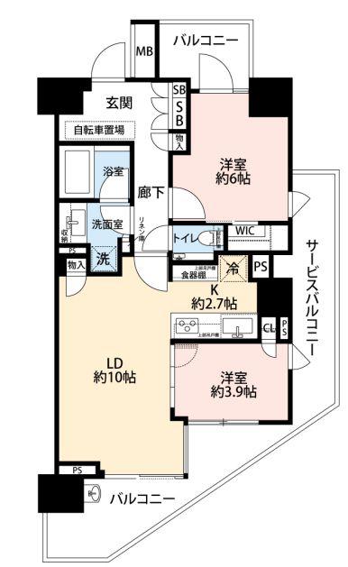 ブランズ芝浦(2LDK/3階)の間取り写真