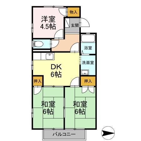 ベルテック上津(3DK/2階)の間取り写真