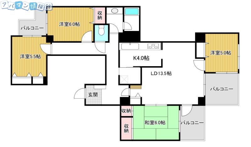 ダイアパレスロイヤルシティ東幸町W(4LDK/3階)の間取り写真
