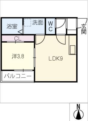 LE COCON 刈谷II(1LDK/2階)の間取り写真