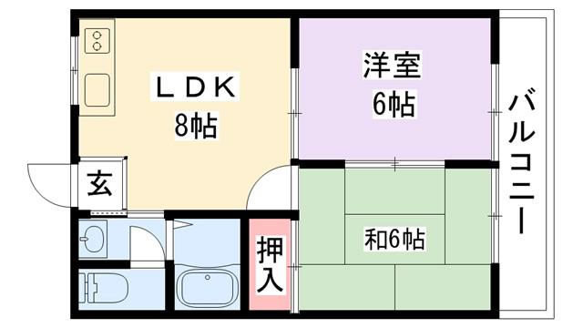 シャト-レジデント池田(2LDK/4階)の間取り写真