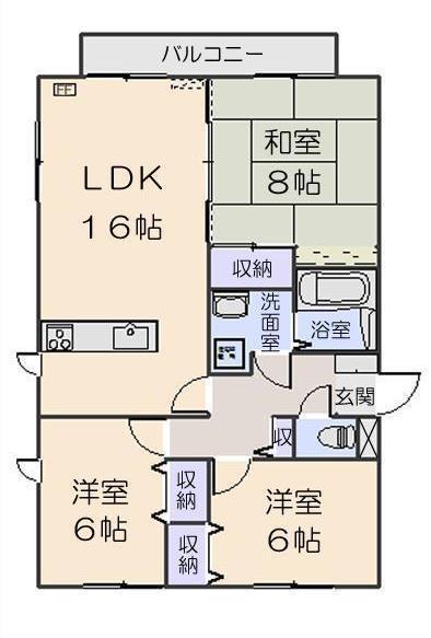 サンライズパーク 1号館(3LDK/1階)の間取り写真