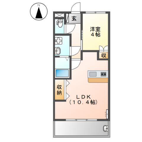 ガーデニングヒルズ門真南(1LDK/4階)の間取り写真