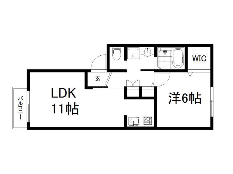 パラディーゾI(1LDK/2階)の間取り写真