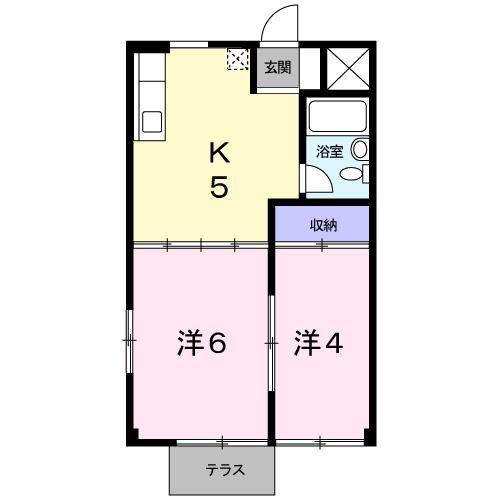 サンビレッジ稲生(2K/1階)の間取り写真