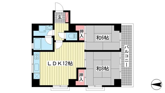 ケンコーハイツ(2LDK/7階)の間取り写真