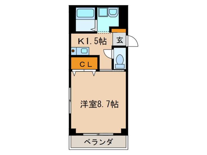 ハピネス畑江(1K/4階)の間取り写真
