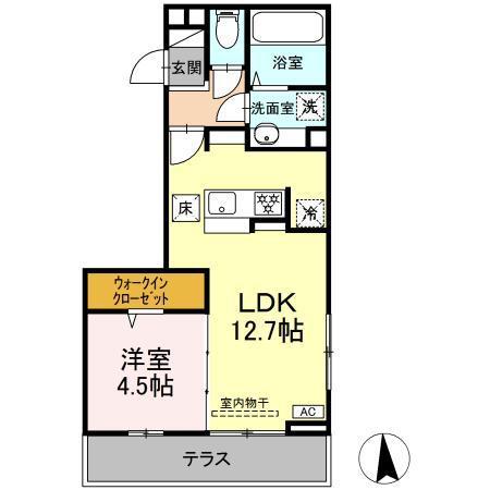 COUR18高宮W(1LDK/1階)の間取り写真