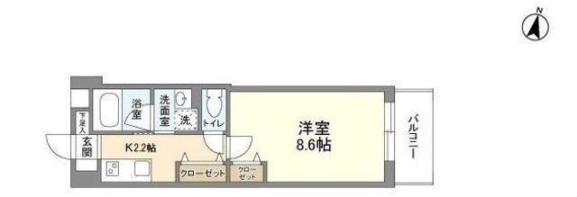 CORVAL三軒茶屋(1K/B1階)の間取り写真