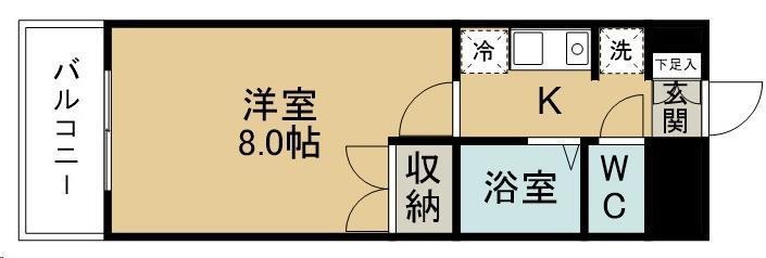 ロイヤルヒルズ片桐(1K/4階)の間取り写真