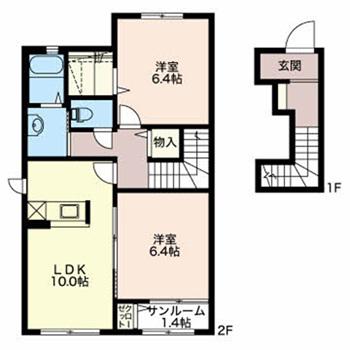 シャーメゾン秀光(2LDK/2階)の間取り写真
