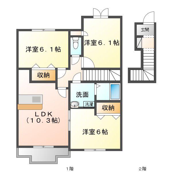 フィオーレ政枝D(3LDK/2階)の間取り写真