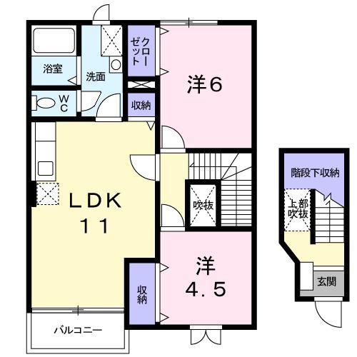プレアー(2LDK/2階)の間取り写真