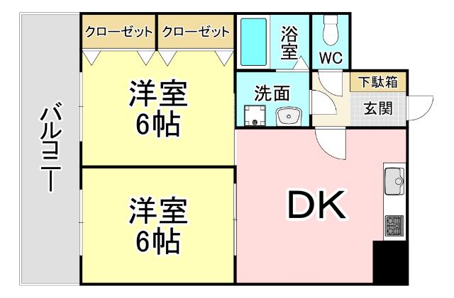 シャルム中島(2DK/7階)の間取り写真