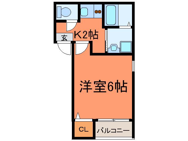 スカイヒルズ(1K/3階)の間取り写真