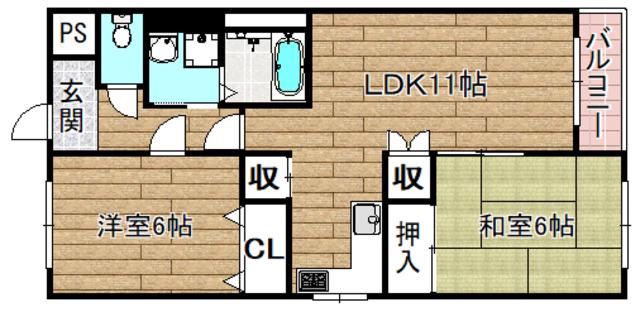 千代田ハイツ(2LDK/1階)の間取り写真