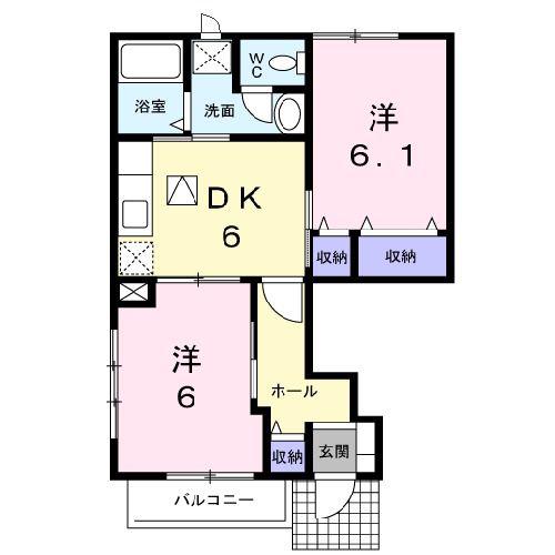 アルテミスA(2DK/1階)の間取り写真