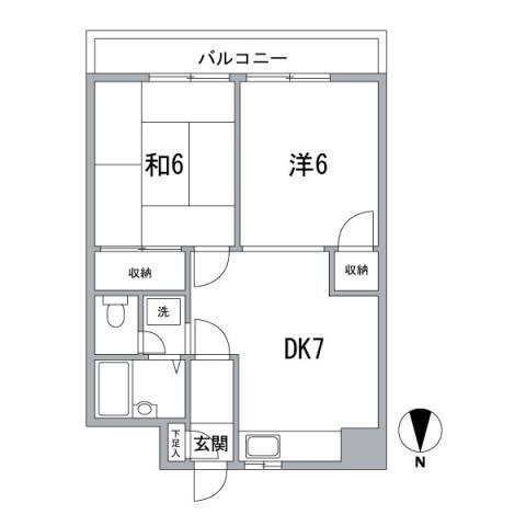 クレストパレス荒川(2DK/3階)の間取り写真