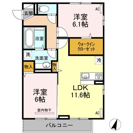 べルヴェデーレ A(2LDK/2階)の間取り写真