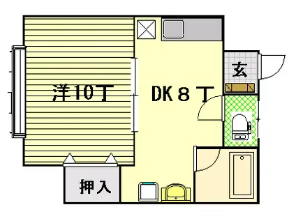 コーポ弘清(1DK/2階)の間取り写真