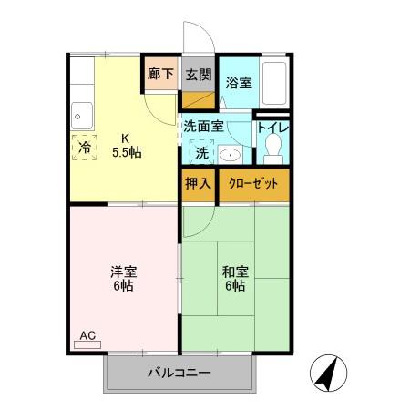 セジュールくらがの(2K/1階)の間取り写真