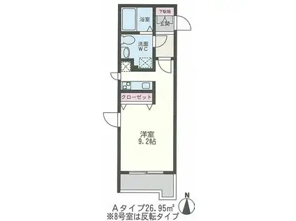 JOY CUBE 三ッ沢(1K/3階)の間取り写真