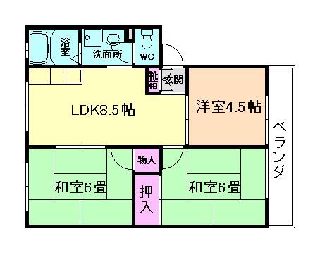 ウィンディア上の山(3LDK/2階)の間取り写真